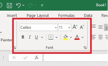 Find your font in Excel in the Font command group